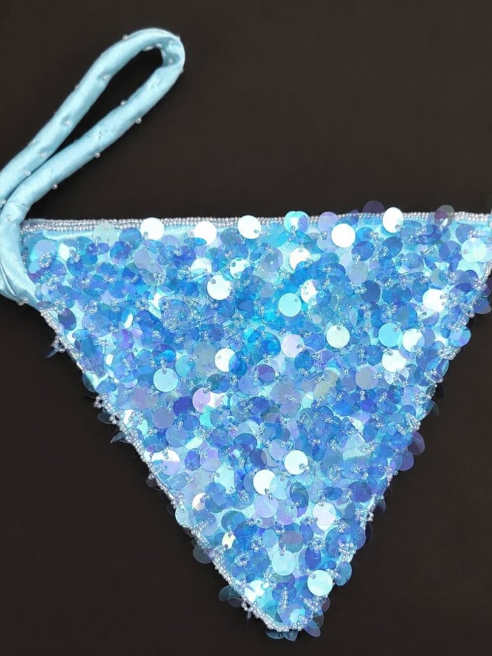 Jr Comeco Sequin Wristlet Triangle Shape Blue Wristlet Clutch